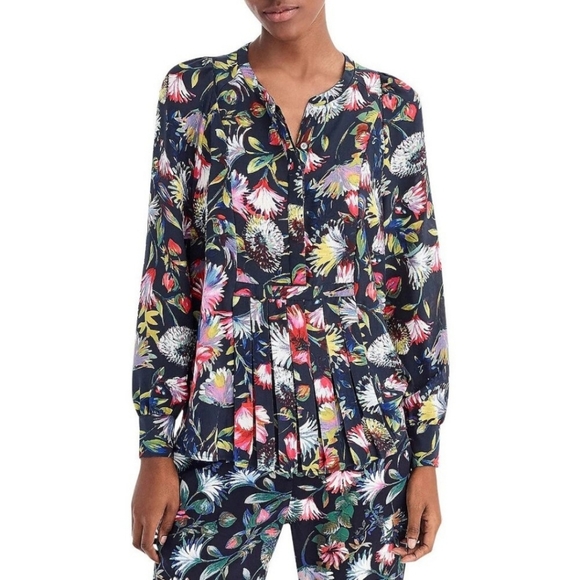 J. Crew Silk Pleated Floral Popover size Medium - Picture 1 of 11